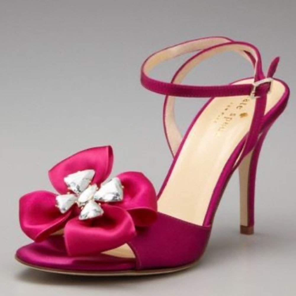 Kate Spade Fuchsia Shelby Ankle Strap Satin Heels